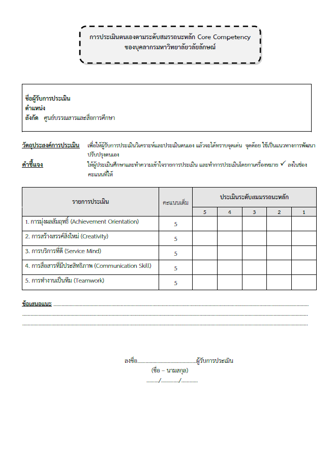 เอกสารการประเมินตนเอง