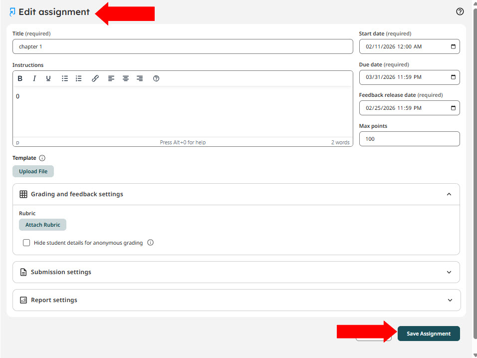 saveassignment